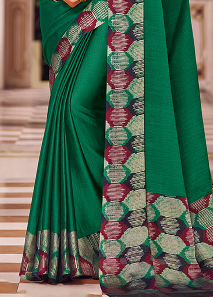 Green Chiffon Silk Saree With Blouse Piece