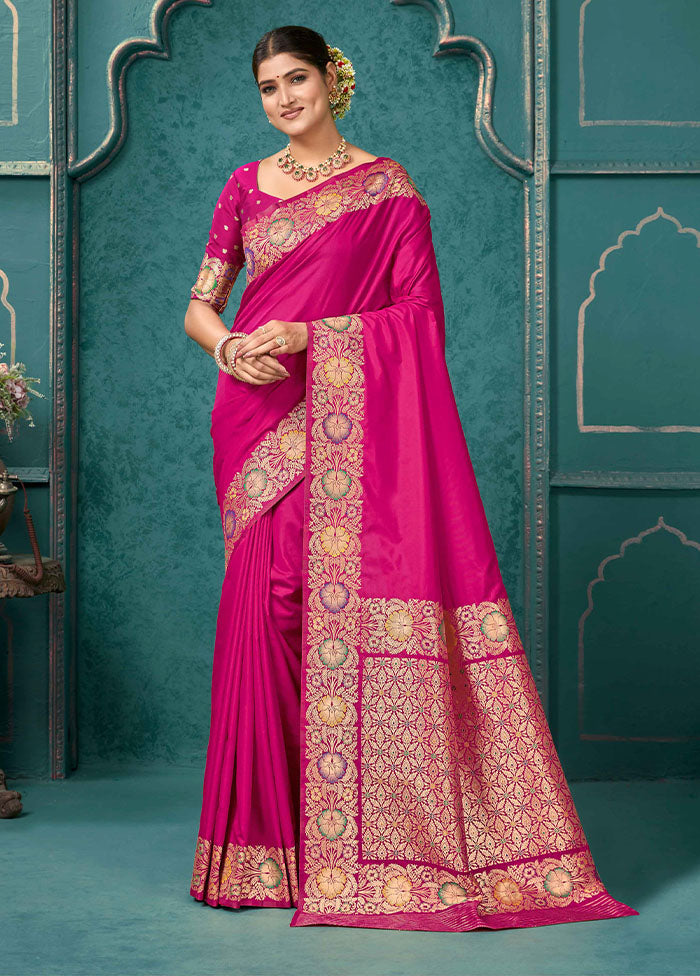 Pink Katan Silk Saree With Blouse Piece