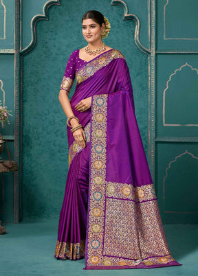 Purple Katan Silk Saree With Blouse Piece