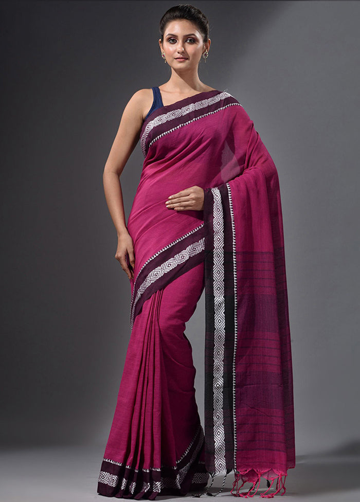 Magenta Pure Cotton Dual Tone Saree With Blouse - Indian Silk House Agencies