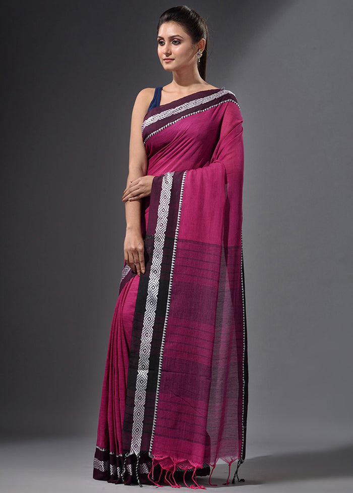 Magenta Pure Cotton Dual Tone Saree With Blouse - Indian Silk House Agencies