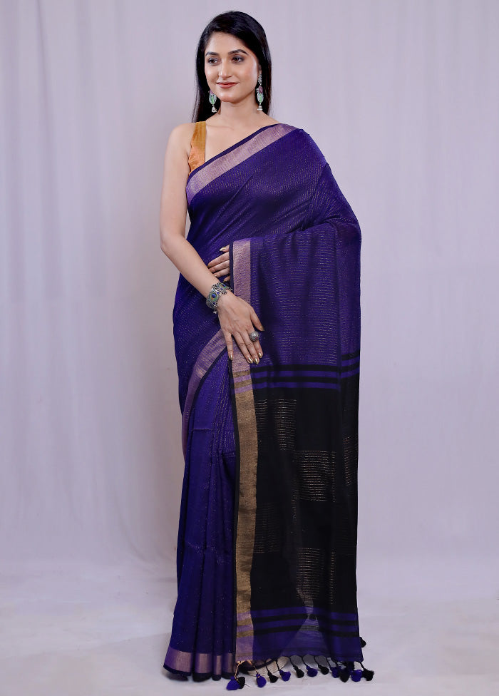 Blue Matka Silk Saree With Blouse Piece - Indian Silk House Agencies