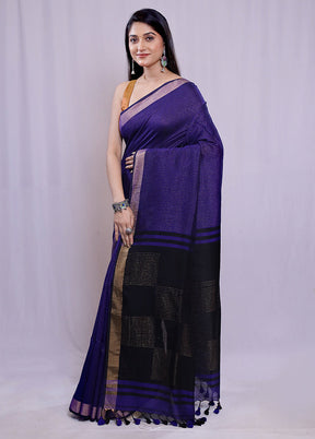 Blue Matka Silk Saree With Blouse Piece - Indian Silk House Agencies