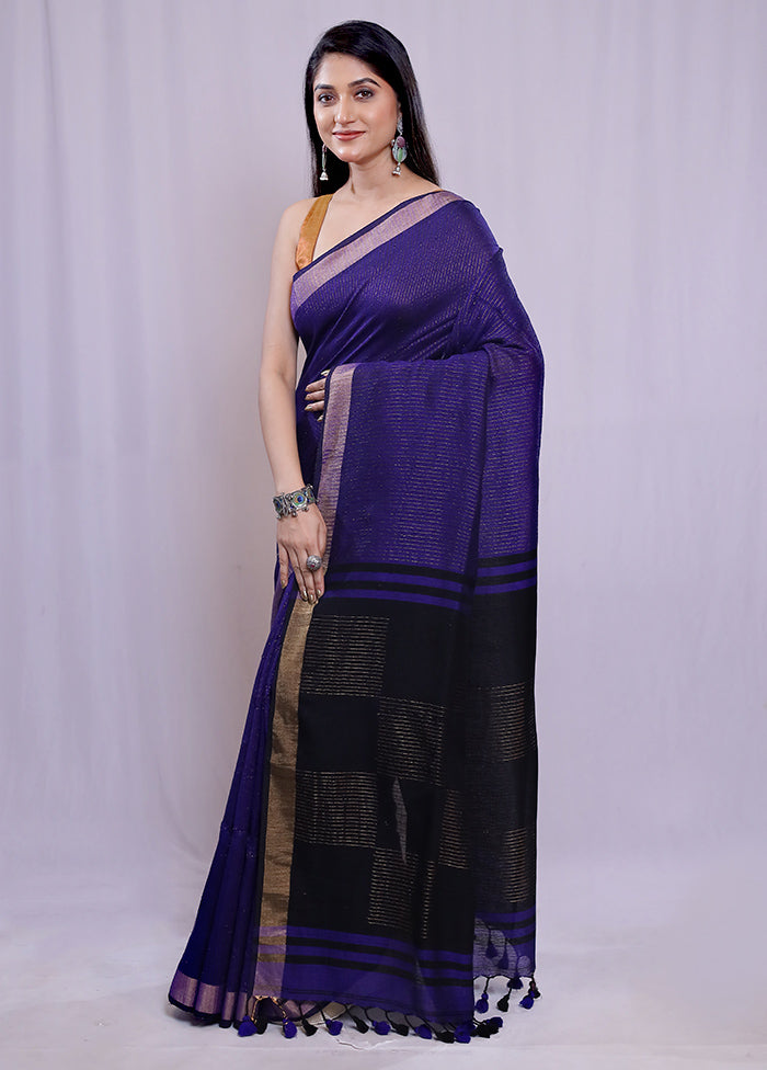 Blue Matka Silk Saree With Blouse Piece - Indian Silk House Agencies