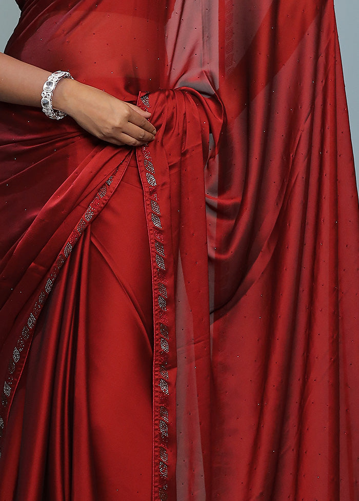 Maroon Chiffon Silk Saree With Blouse Piece - Indian Silk House Agencies