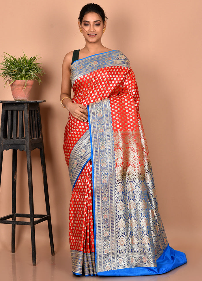 Red Banarasi Silk Saree With Blouse Piece - Indian Silk House Agencies