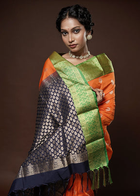 Orange Kanjivaram Silk Saree With Blouse Piece - Indian Silk House Agencies