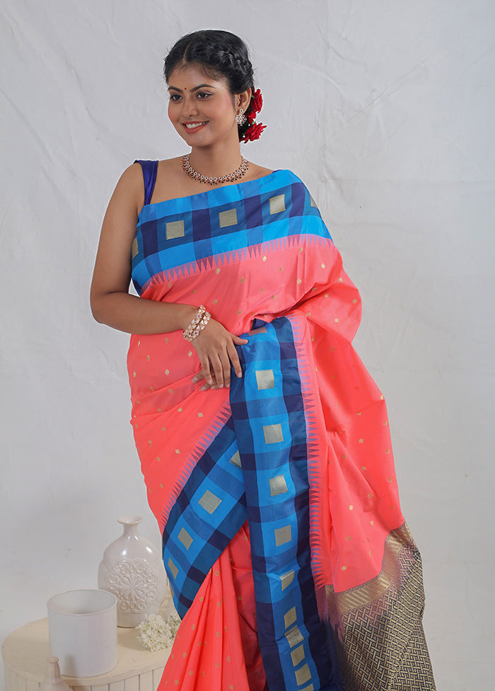 Pink Kanjivaram Silk Saree With Blouse Piece - Indian Silk House Agencies