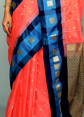 Pink Kanjivaram Silk Saree With Blouse Piece - Indian Silk House Agencies