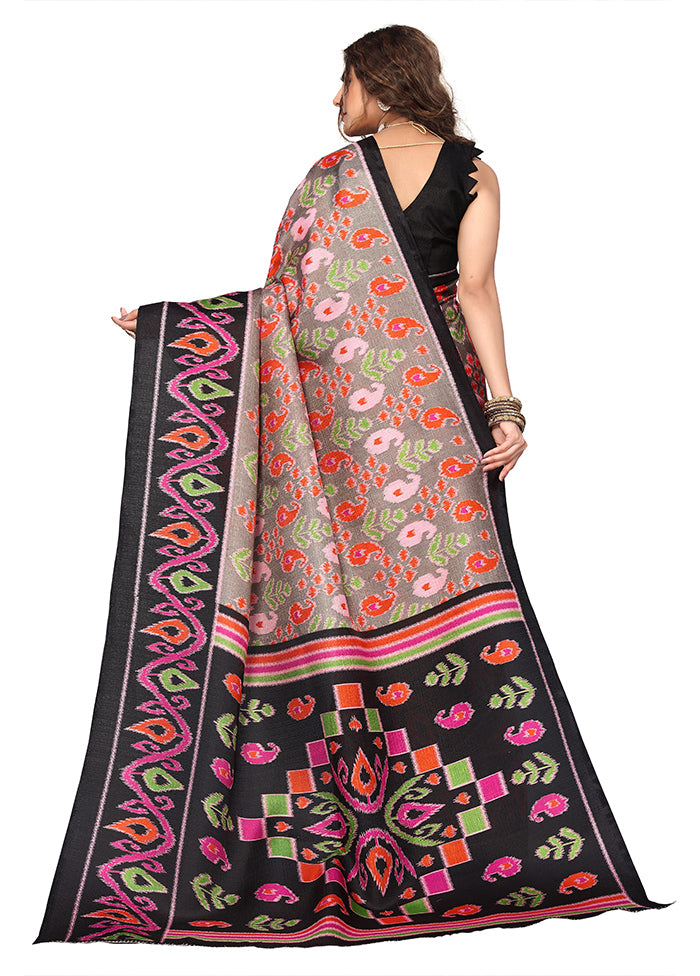 Black Dupion Silk Saree With Blouse Piece