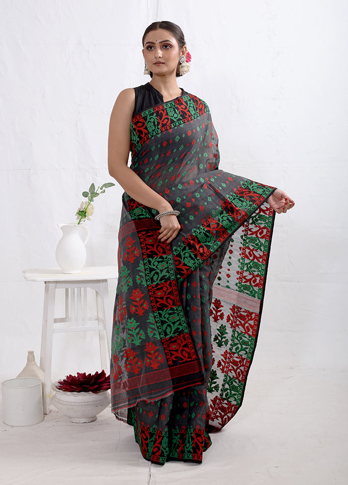 Grey Tant Cotton Saree Without Blouse Piece - Indian Silk House Agencies