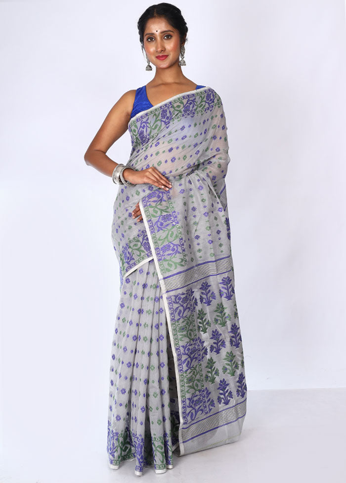 Grey Tant Jamdani Saree Without Blouse Piece - Indian Silk House Agencies