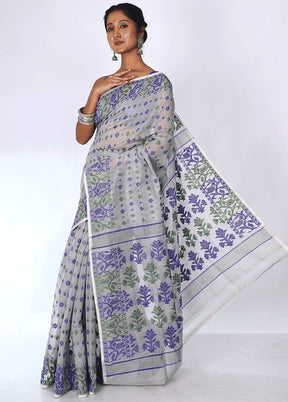 Grey Tant Jamdani Saree Without Blouse Piece - Indian Silk House Agencies