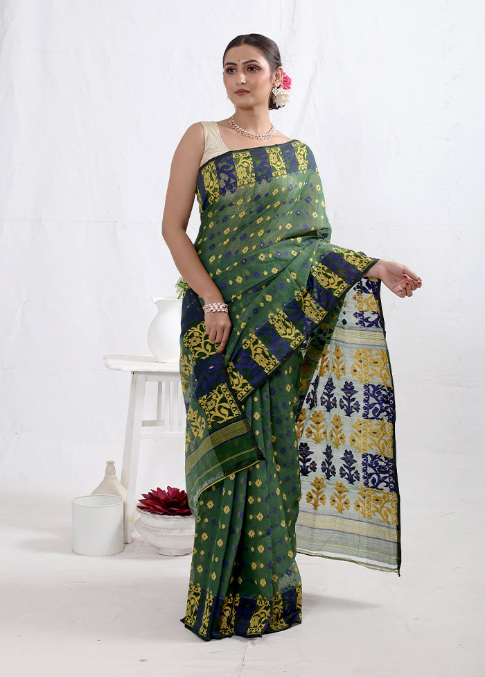 Green Tant Cotton Saree Without Blouse Piece - Indian Silk House Agencies