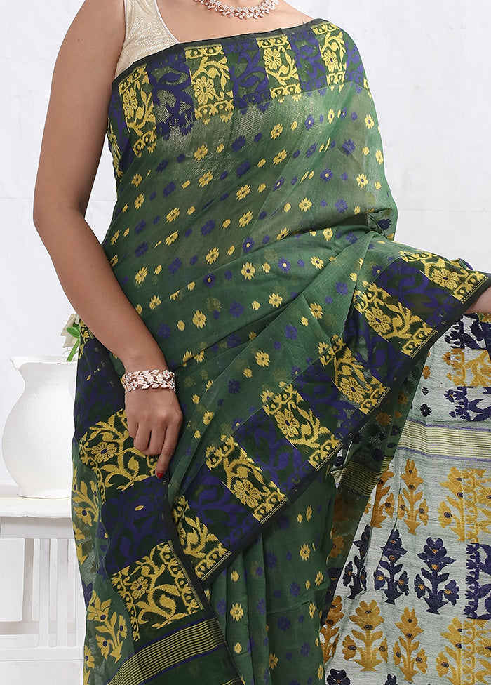 Green Tant Cotton Saree Without Blouse Piece - Indian Silk House Agencies