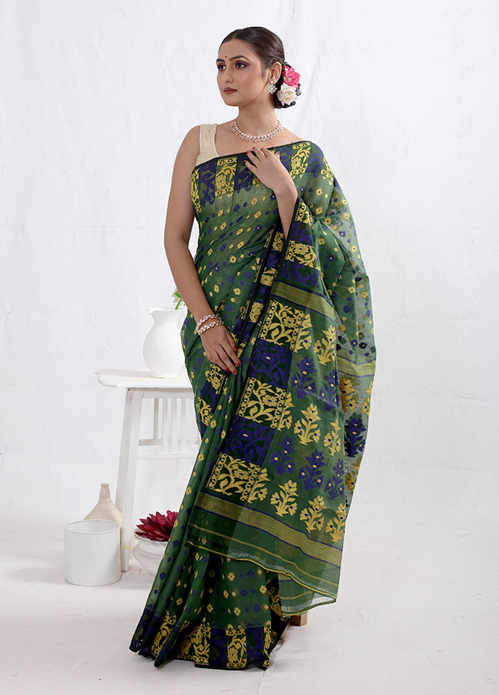 Green Tant Cotton Saree Without Blouse Piece - Indian Silk House Agencies