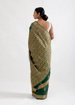 Green Dupion Silk Saree With Blouse Piece - Indian Silk House Agencies