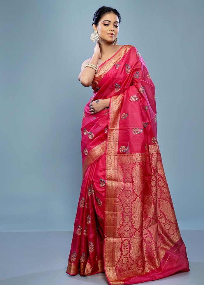 Pink Dupion Silk Saree With Blouse Piece - Indian Silk House Agencies