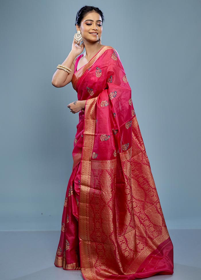 Pink Dupion Silk Saree With Blouse Piece - Indian Silk House Agencies