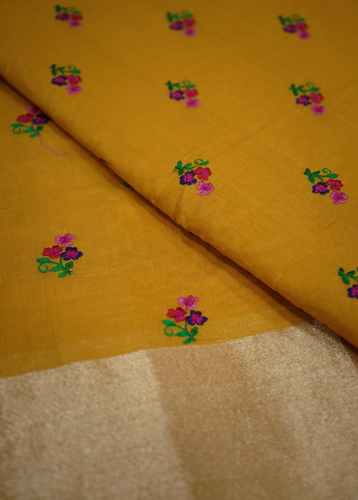 Yellow Cotton Saree With Blouse Piece - Indian Silk House Agencies