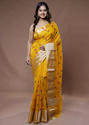 Yellow Cotton Saree With Blouse Piece - Indian Silk House Agencies