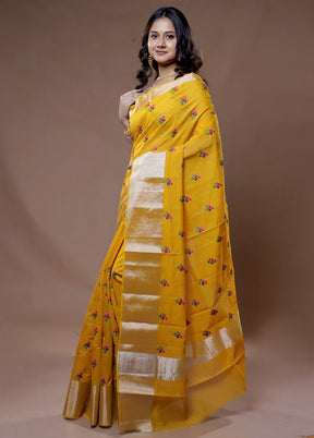 Yellow Cotton Saree With Blouse Piece - Indian Silk House Agencies