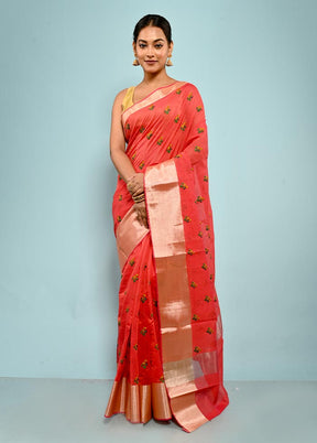 Pink Cotton Saree With Blouse Piece