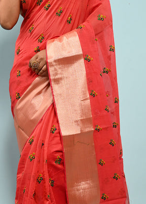 Pink Cotton Saree With Blouse Piece