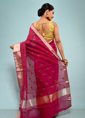 Pink Cotton Saree With Blouse Piece