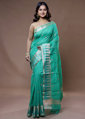 Green Cotton Saree With Blouse Piece - Indian Silk House Agencies