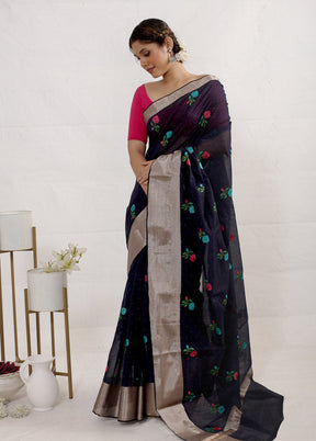 Black Cotton Saree With Blouse Piece - Indian Silk House Agencies