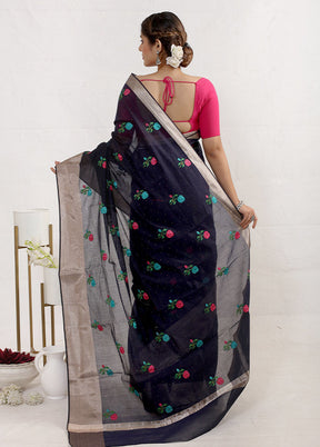 Black Cotton Saree With Blouse Piece - Indian Silk House Agencies