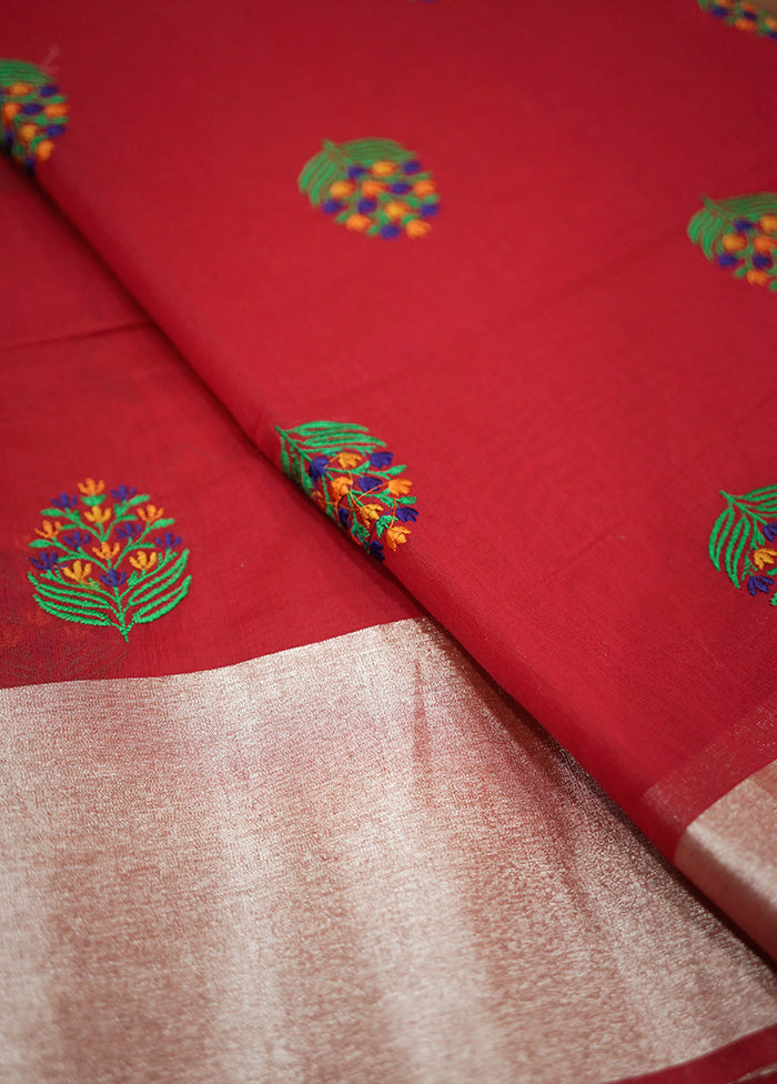 Green Cotton Saree With Blouse Piece - Indian Silk House Agencies