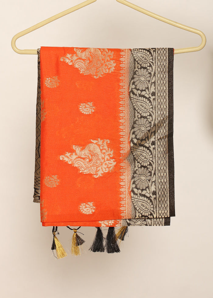 Rust Dupion Silk Saree With Blouse Piece - Indian Silk House Agencies