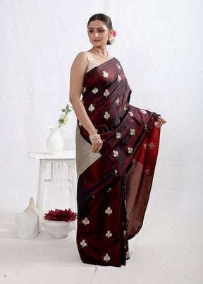 Maroon Katan Pure Silk Saree With Blouse Piece - Indian Silk House Agencies