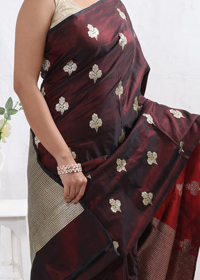 Maroon Katan Pure Silk Saree With Blouse Piece - Indian Silk House Agencies