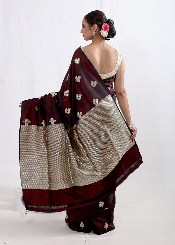 Maroon Katan Pure Silk Saree With Blouse Piece - Indian Silk House Agencies