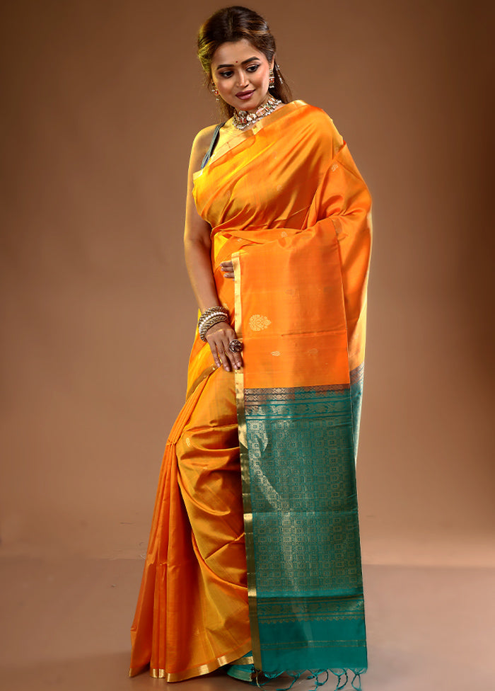 Yellow Pure Arni Silk Saree With Blouse Piece - Indian Silk House Agencies