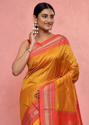 Yellow Kanjivaram Pure Silk Saree With Blouse Piece - Indian Silk House Agencies