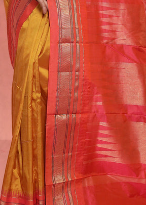 Yellow Kanjivaram Pure Silk Saree With Blouse Piece - Indian Silk House Agencies