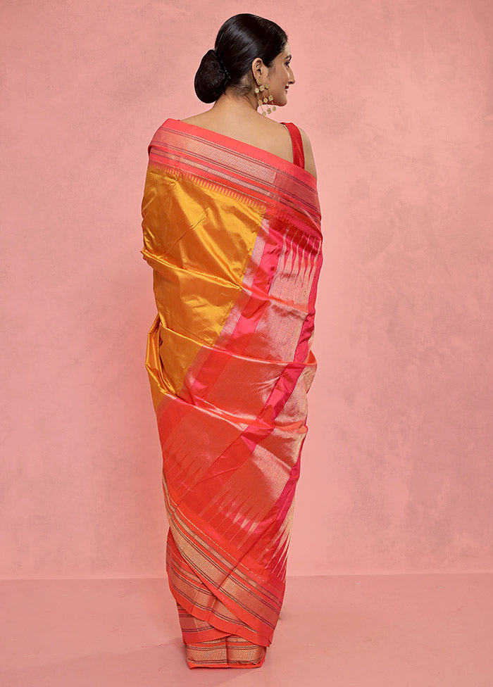 Yellow Kanjivaram Pure Silk Saree With Blouse Piece - Indian Silk House Agencies