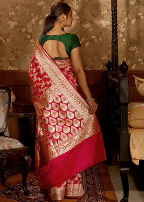 Rani Pink Pure Banarasi Silk Saree With Blouse Piece - Indian Silk House Agencies