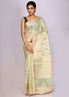 Green Kora Silk Saree With Blouse Piece - Indian Silk House Agencies