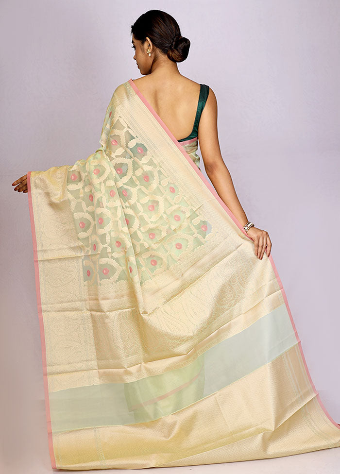 Green Kora Silk Saree With Blouse Piece - Indian Silk House Agencies