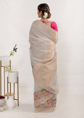 Grey Kora Silk Saree With Blouse Piece - Indian Silk House Agencies