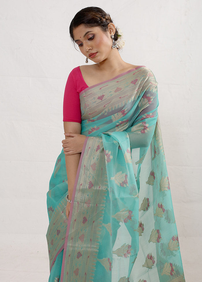 Green Kora Silk Saree With Blouse Piece - Indian Silk House Agencies