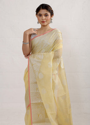 Yellow Kora Silk Saree With Blouse Piece - Indian Silk House Agencies