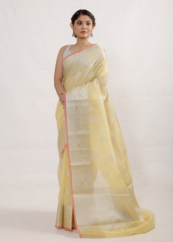 Yellow Kora Silk Saree With Blouse Piece - Indian Silk House Agencies