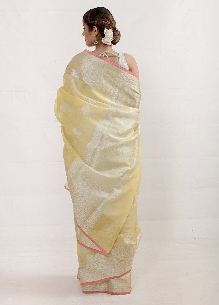 Yellow Kora Silk Saree With Blouse Piece - Indian Silk House Agencies