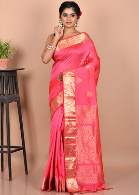 Pink Kanjivaram Silk Saree With Blouse Piece - Indian Silk House Agencies